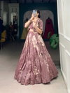 Onion Pink Colour Tussar Silk Wedding Wear Lahenga With Blouse And Koti NNK1129